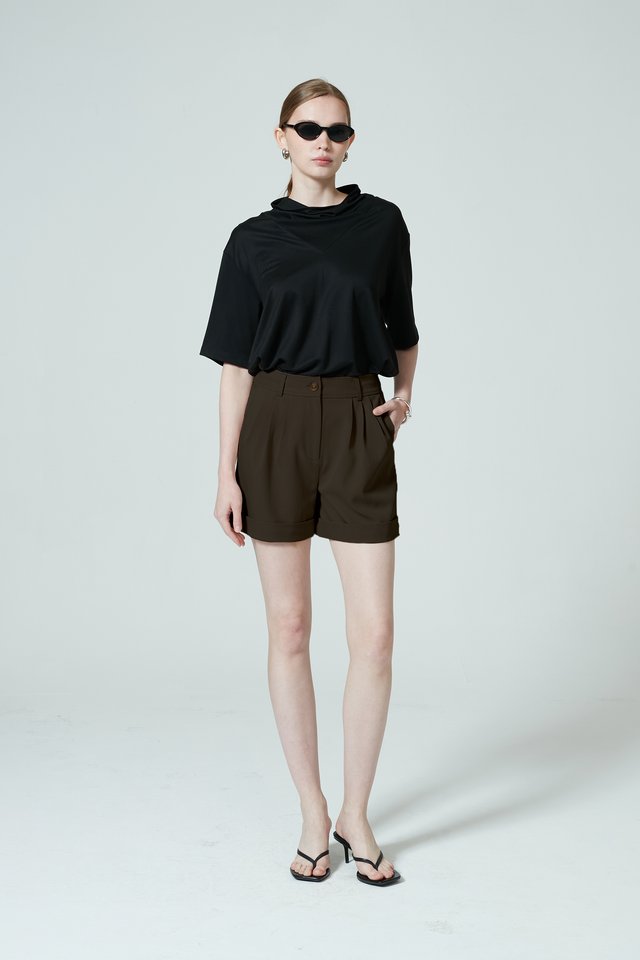 DRAPED NECK T-SHIRT