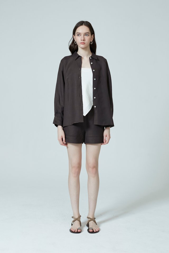RAGLAN SLEEVE LINEN SHIRT