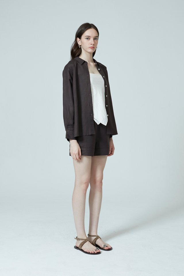 ELASTICATED LINEN SHORTS