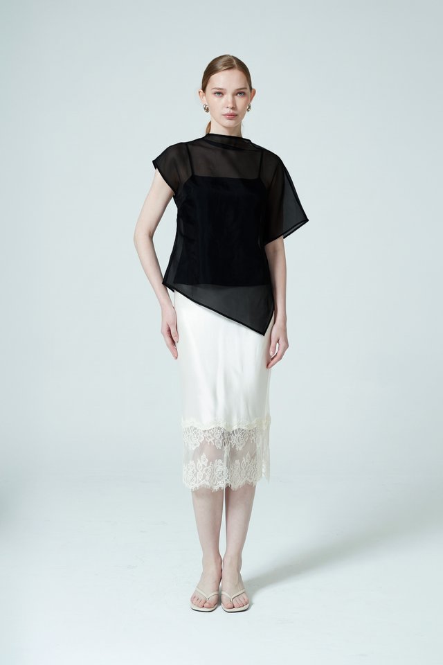 ASYMMETRICAL SHEER TOP WITH INNER