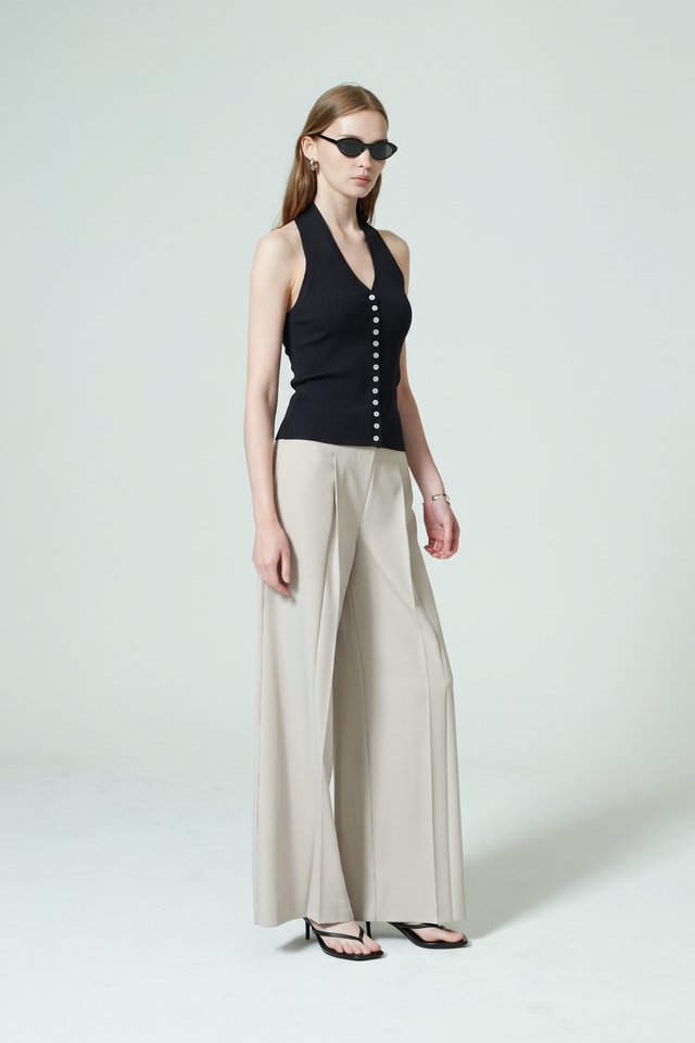 RIBBED HALTER NECK TOP