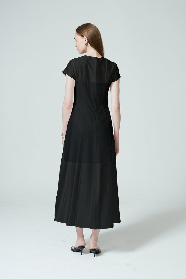 CAP SLEEVE SHEER DRESS WITH INNER SLIP