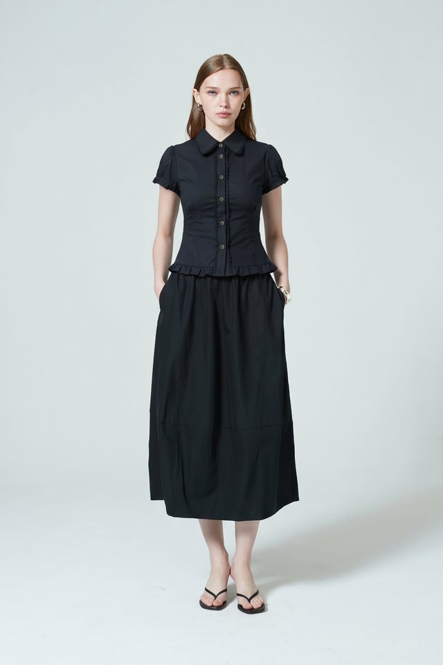 PINTUCK CAP SLEEVE BLOUSE
