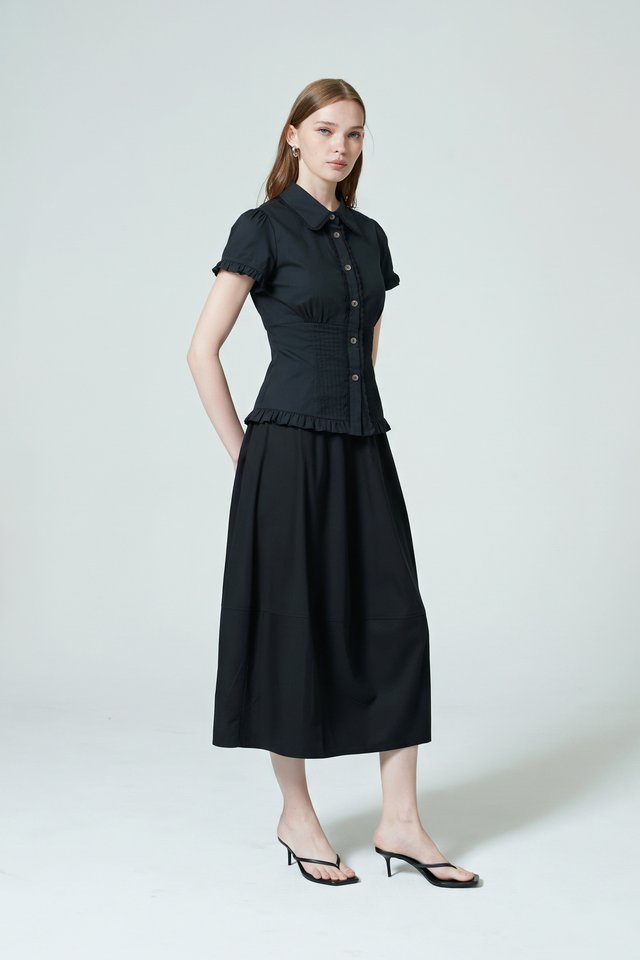 PINTUCK CAP SLEEVE BLOUSE