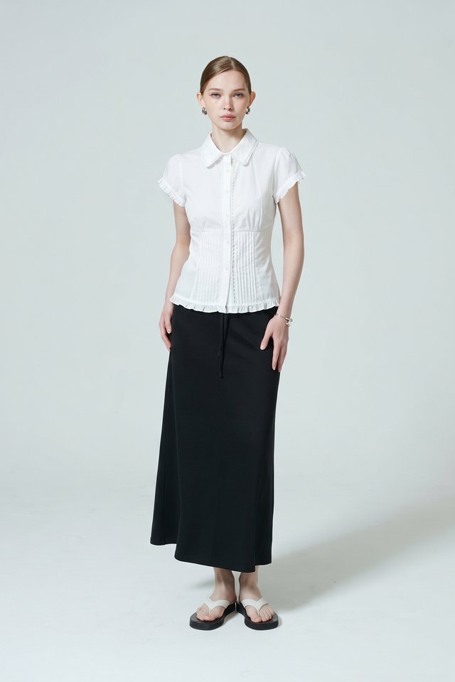 PINTUCK CAP SLEEVE BLOUSE