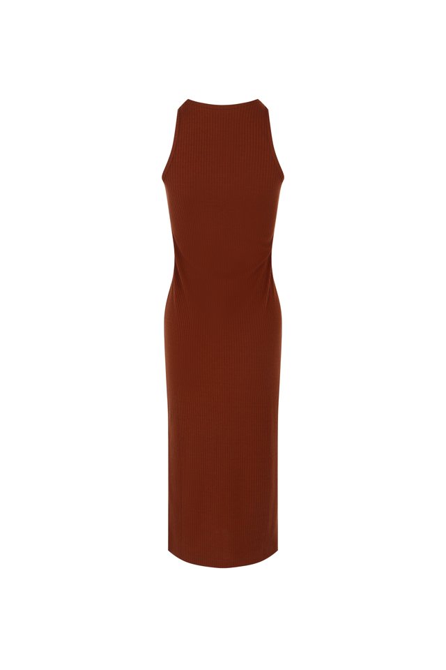 RIBBED HALTER DRESS 