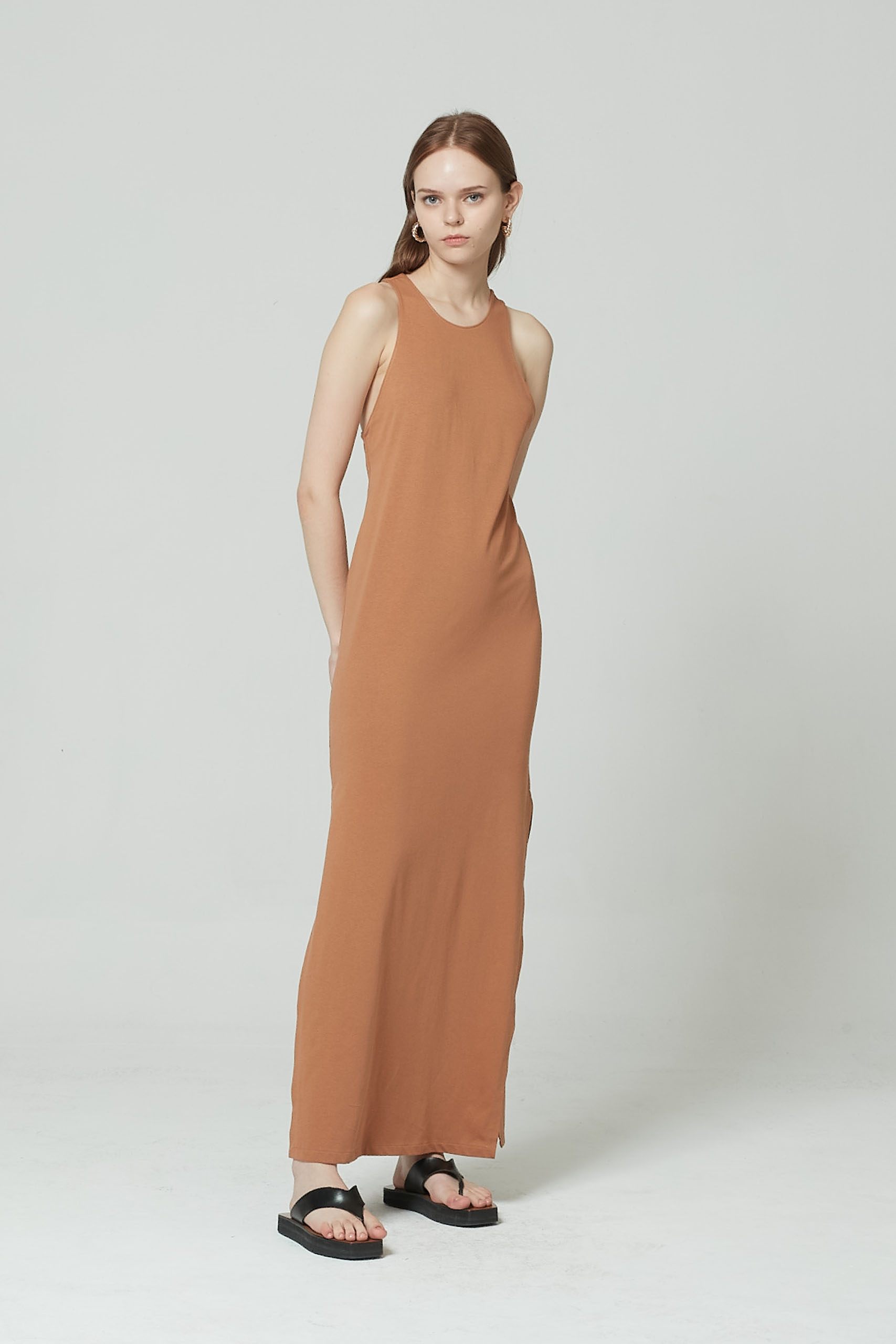 B233065 Chic Soft Crepe Ankle Length Gown with Straight Across