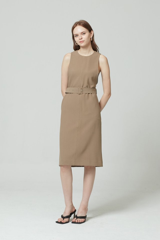 PINAFORE DRESS WITH TUBE AND BELT